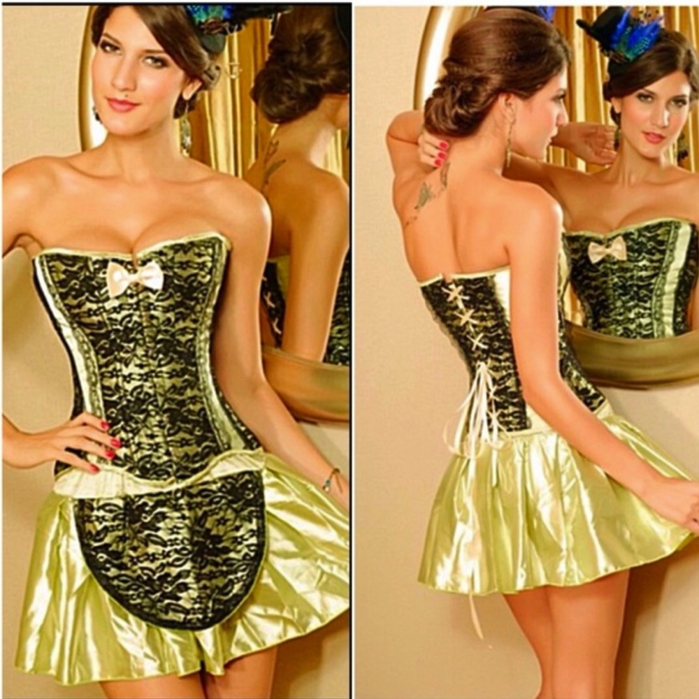 Candy Apple Green Betty Corset & Skirt Set New in packaging!
